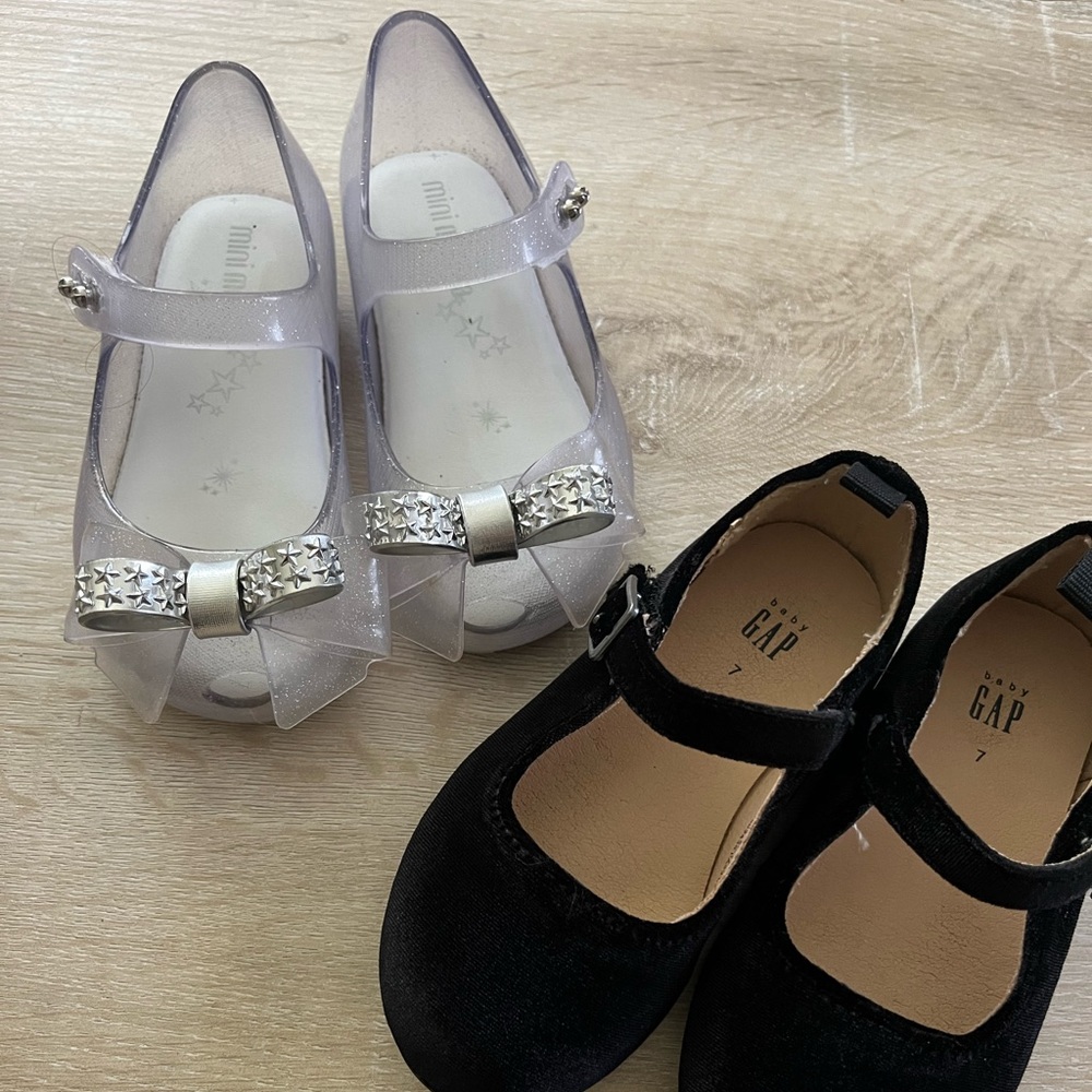 Two pairs of dress shoes both size 7. Gap and Mini Melissa.